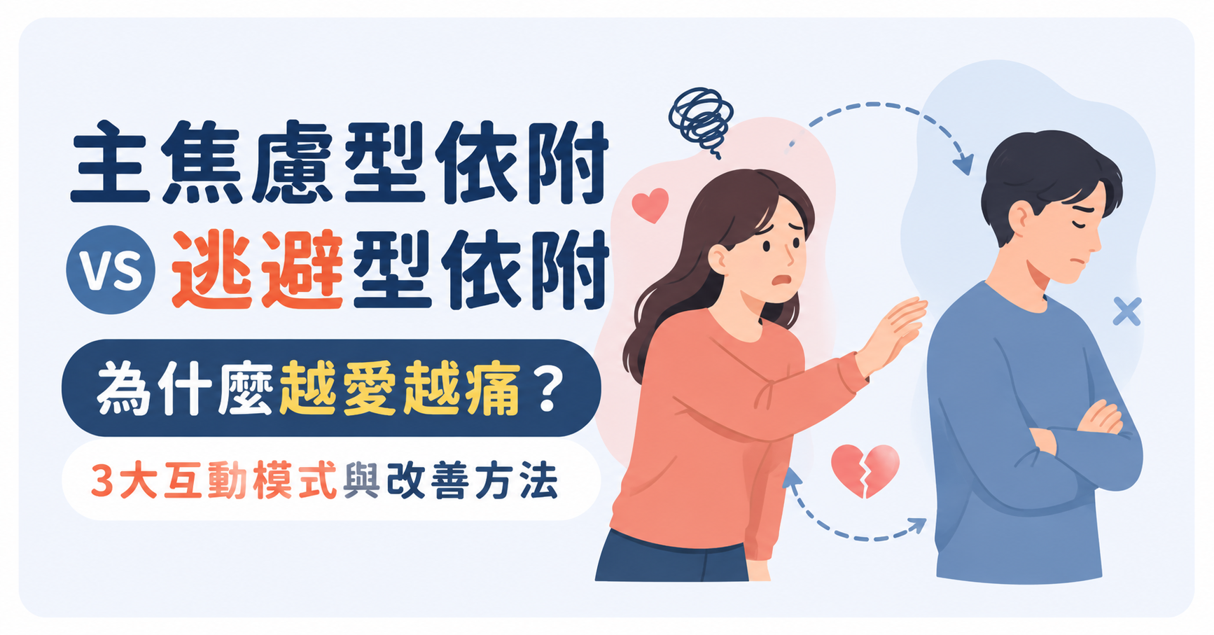 焦慮型依附 vs 逃避型依附：為什麼越愛越痛？3大互動模式與改善方法